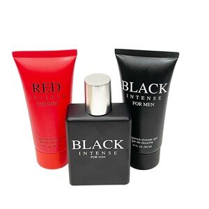 Men's Black & Red Intense Collection Cologne Shower Gel Bundle Skincare NEW